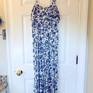 Jumpsuit size 2 blue floral with ruffle